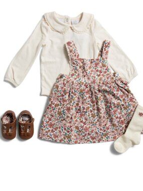 NWT TOMMY BAHAMA Baby Girls 3pc Bodysuit Floral Jumper and Shoes Set